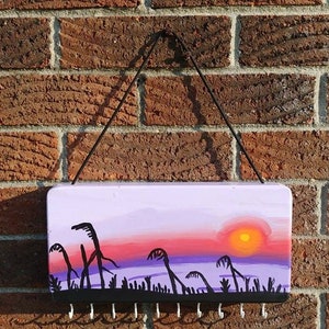 Hang it up! Hand painted holders for keys jewelry hair accessories &quot;beach sunrise&quot;