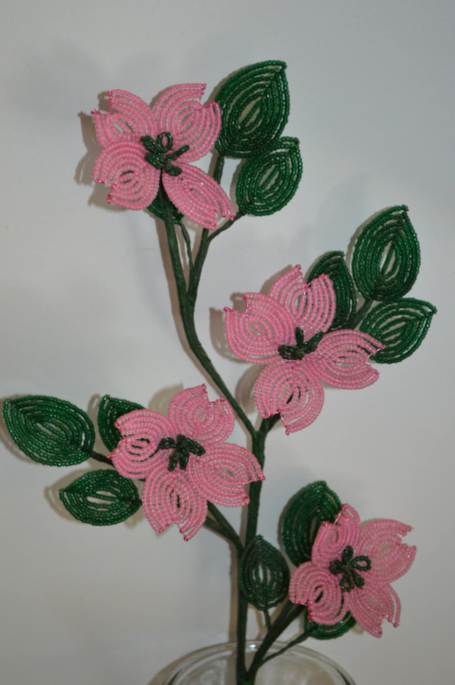 French Beaded Flowers Dogwood Branch Flowers Pink or White Etsy