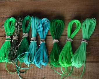 Lot of Rexlace boondoggle plastic lace gimp in GREEN colors 80 yards total