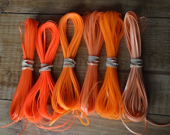 Lot of Rexlace boondoggle plastic lace gimp in ORANGE colors 60 yards total
