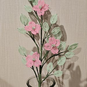 French beaded flowers dogwood branch flowers pink or white