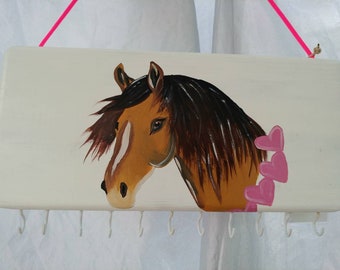 Hang it up! Hand painted holders for keys jewelry hair accessories "horsin around"