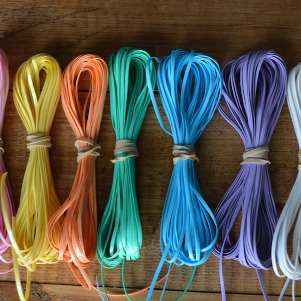 Lot of Rexlace boondoggle plastic lace gimp in PASTELS colors 70 yards total keychain gimp