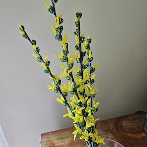French beaded flowers forsythia stem yellow flower