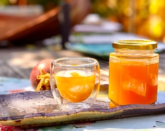Homemade Organic jam, marmalade, preserve and spread of Apricot, plum, fig and blackberry  from my backyard trees