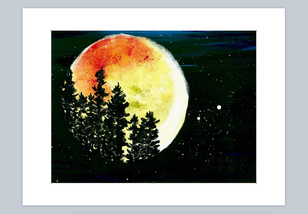 Full Moon Art Print From Original Acrylic Painting - Etsy