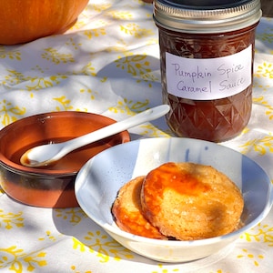Seasonal special Homemade Caramel Sauce of Pumpkin Spice, Sea Salt, Miso, Chocolate or Coffee