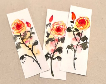 Rose painting Valentine special hand painted original watercolor bookmark