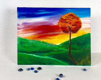 original painting - acrylic lone tree