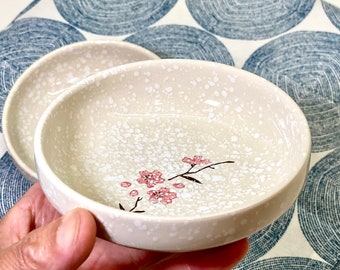 Japanese hand painted small cherry blossoms plate