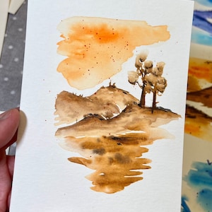 Original watercolor painting of mini dreaming landscapes