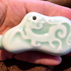 Water dropper, small with green transparent glaze