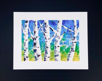 Birch trees Art print from original acrylic painting