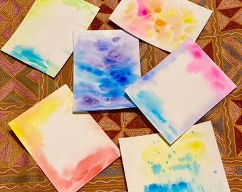 Six pack watercolor background cards without treatment