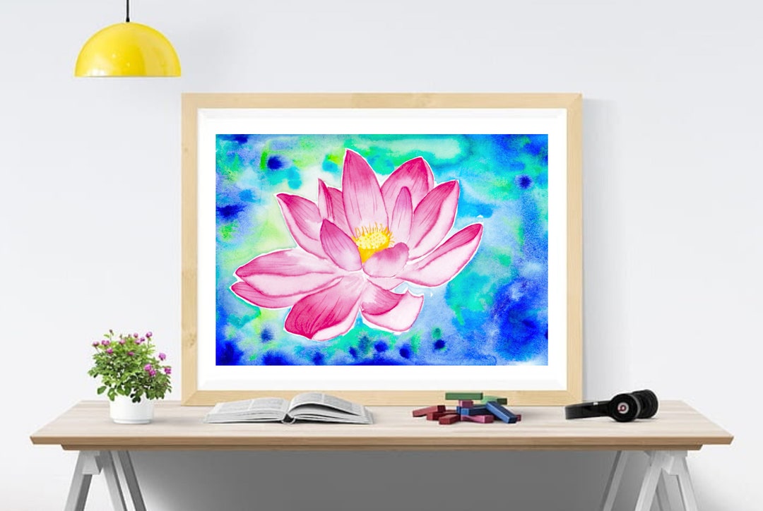 Digital Download Wall Art Watercolor Lotus Flower - Etsy