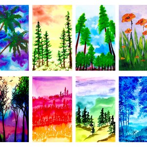 Pre-cut glossy waterproof sticker from original painting, set of 8