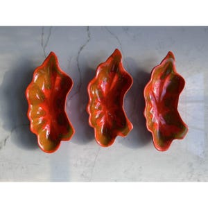 California Pottery Orange Leaf Interlocking Ceramic Vintage Tray