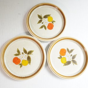 Mikasa Stone Manor Tempting Salad Plates Set of 3 Fruit Design Vintage