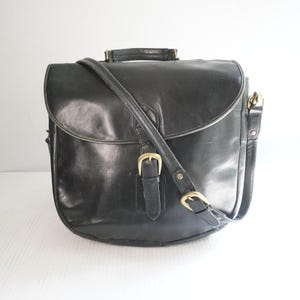 Bolso bandolera de cuero Wilsons vintage, bandolera, herrajes de latón negro