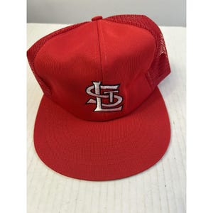 VINTAGE St Louis Cardinals Hat Cap Snap Back Red Trucker Mesh MLB Baseball Mens