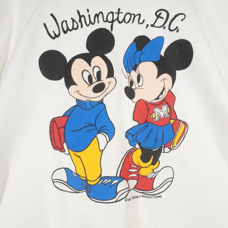 Disney Sweatshirt Women XL White Mickey Minnie Mouse Washington DC Vintage 80s image 2