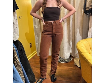 Vintage 90s Levis 501 Jeans Women 9 Terracotta Brown High Waist USA 17501-0670