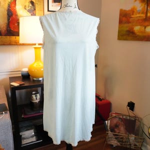 Vintage Lace Trim Nightgown Sleeveless Lingerie Sleepwear Light Blue Size XL
