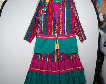 VTG 80s Lindsey Scott Sport 3 Piece Set Blazer Blouse Belt Bold Statement 8