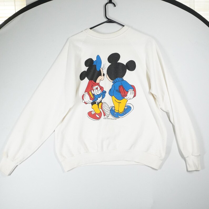 Disney Sweatshirt Women XL White Mickey Minnie Mouse Washington DC Vintage 80s image 6