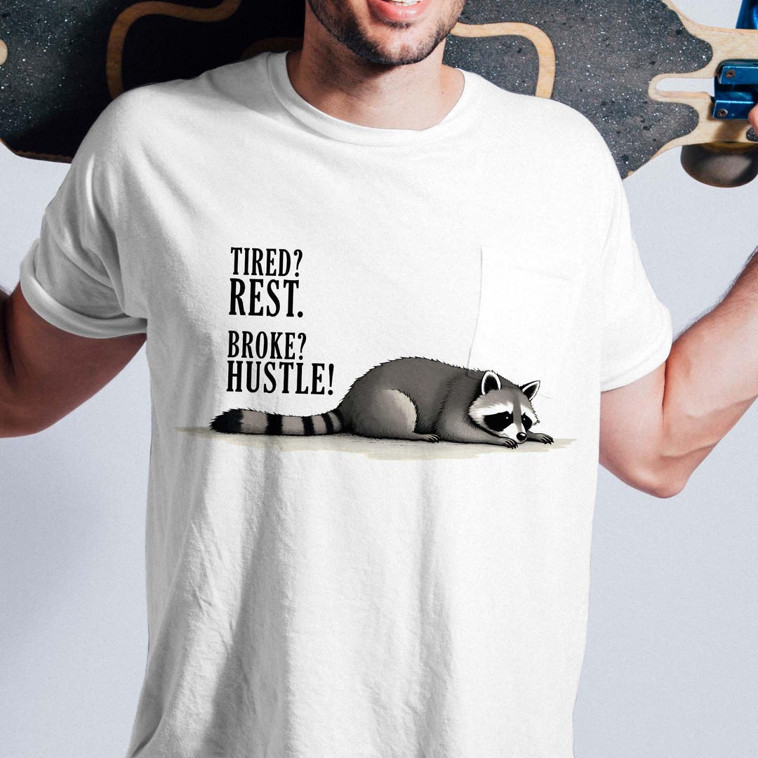 Exhausted Racoon Quote Print Png Tired Raccoon Png for Mental Health Awareness, Funny ...