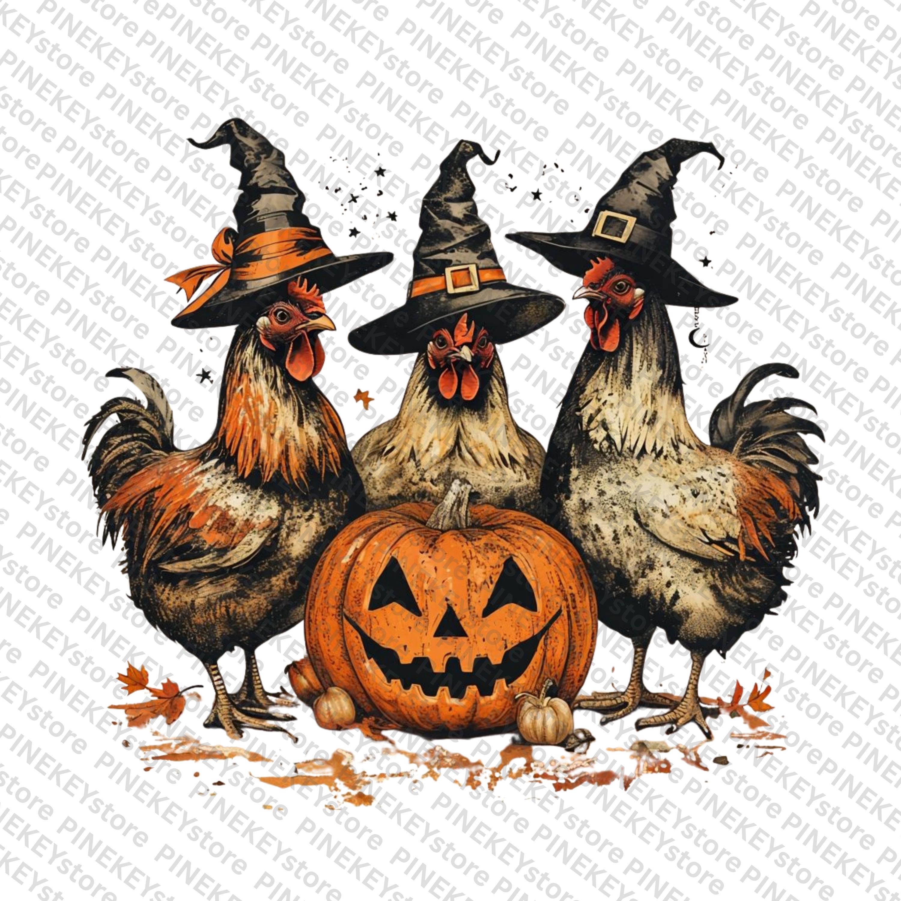 Retro Halloween Chicken PNG: Spooky Fall Thanksgiving Design (digital ...