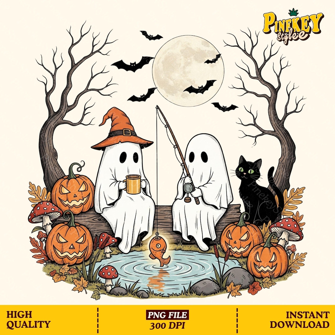 Camping Ghosts Png, Fall Camping Boo Ghosts Png, Autumn Floral Png ...