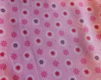 Sweet Flirtations Dots Flowers Pink Fabric 1 Yard