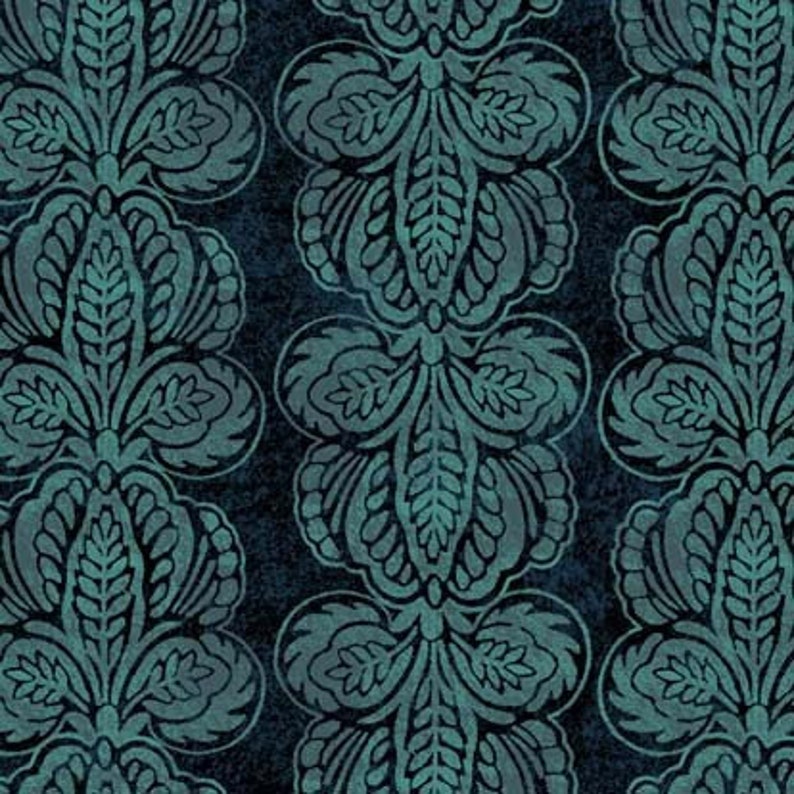 Floragraphix III Teal Fluer de lis Civil War Style Fabric 1 Yard image 1