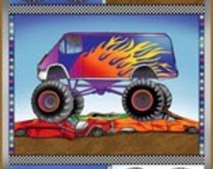 Monster Truck Panel Fabric Etsy