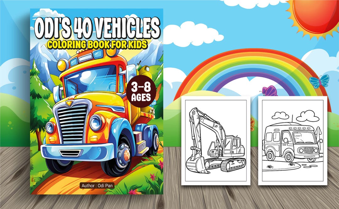 Odi's 40 Vehicles Coloring Book for Kids Ages 3-8: Coloring Cars ...