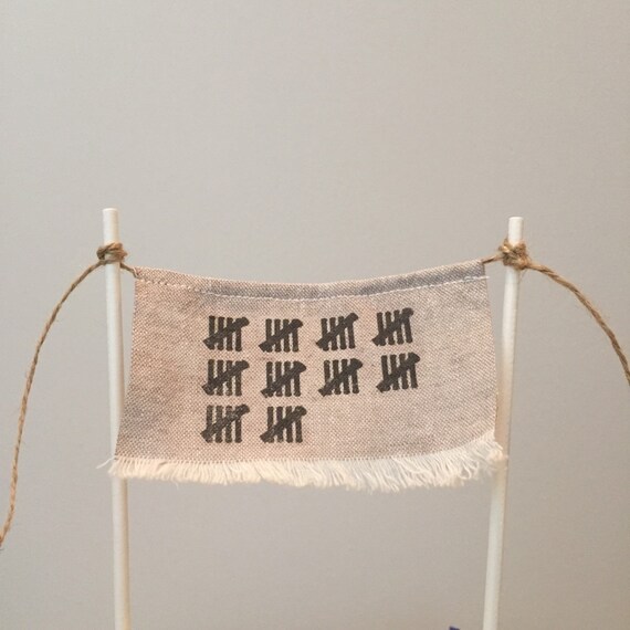 Custom Age Birthday Banner Cake Topper Linen Banner Style Etsy