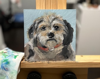 Retrato de perro pintado al gouache. Retrato personalizado.