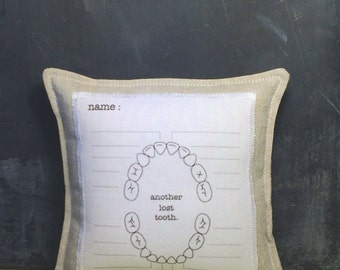 Almohada del Hada de los Dientes. Almohada personalizada para niños o niñas con gráfico. Personalizada.