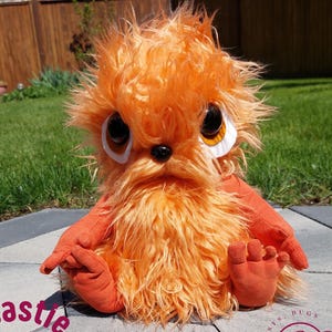 Orange Beastie - One Of A Kind Plush Monster Dolls Handmade Poseable OOAK Art Doll Stuffed Plush Creepy Cute Decor Mythical Fantasy Creature