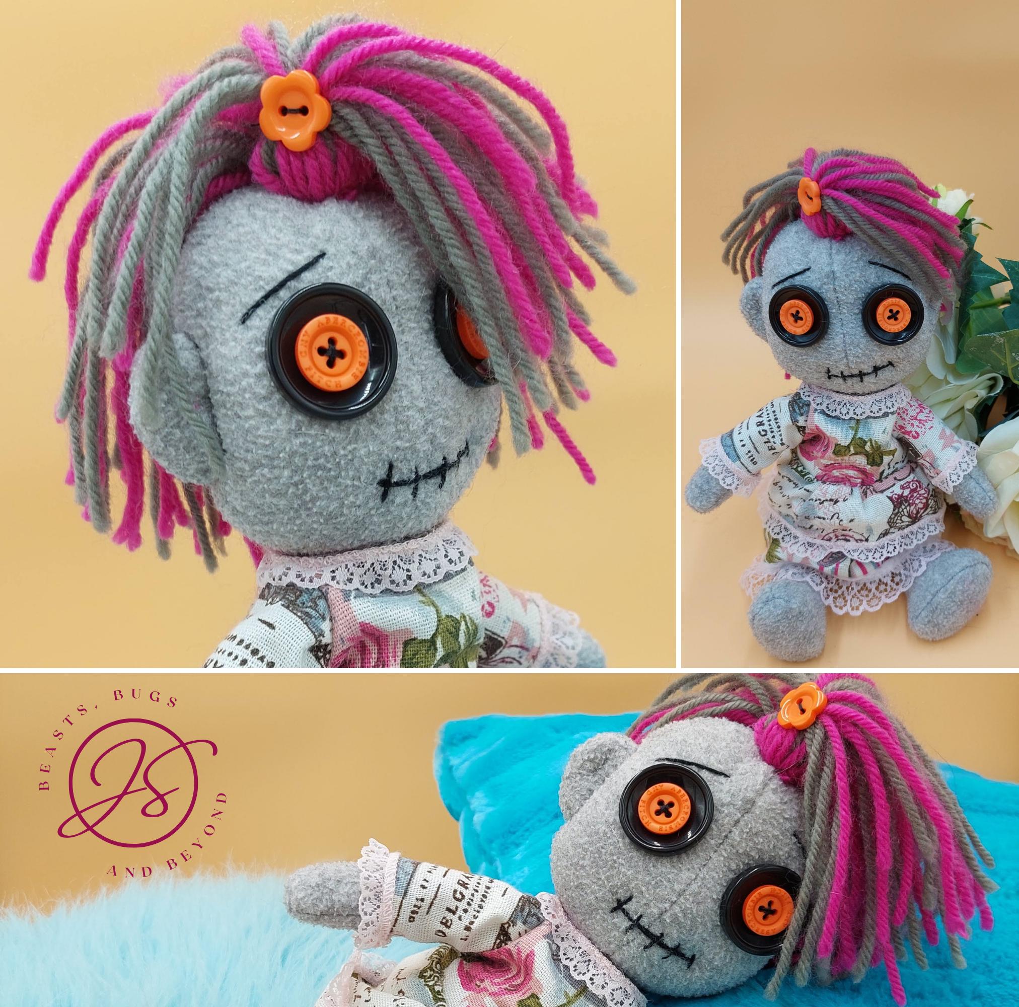 OOAK Creepy Cute Pastel Goth Rag Doll - Handmade Poseable Gothic Horror ...