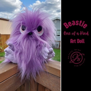 Purple Beastie - One Of A Kind Plush Monster Dolls Handmade Poseable OOAK Stuffed Plush Fantasy Art Doll Creepy Cute Decor OOAK Art Doll