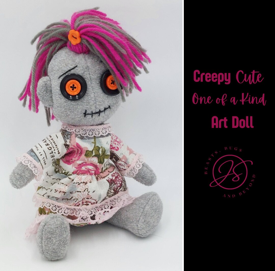 OOAK Creepy Cute Pastel Goth Rag Doll - Handmade Poseable Gothic Horror ...
