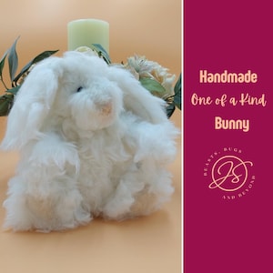 White Bunny Rabbit Ultra Soft Brushed Faux Fur Realistic Animals OOAK Art Doll Poseable Stuffed Animal Bunny Doll Stuffed Rabbit