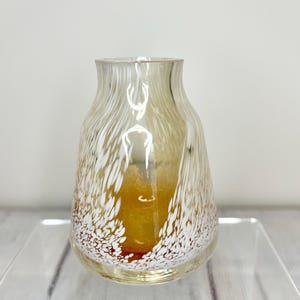 Beautiful Small Amber and White Glass Vase