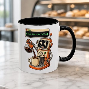 Sudo Make Me Coffee Accent Mug, Linux Terminal Programmer Coffee Cup, Funny Coding Gift
