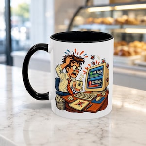 99 Bugs in the Code Programmer Accent Coffee Mug, Funny Developer Coding Cup