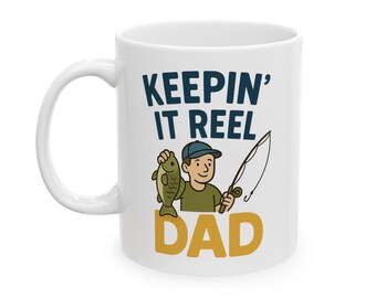 Keepin It Reel Dad-mok - grappige vissenkoffiekop voor Vaderdag - cadeau voor vader visser, stiefvader - mok Punny Outdoorsman