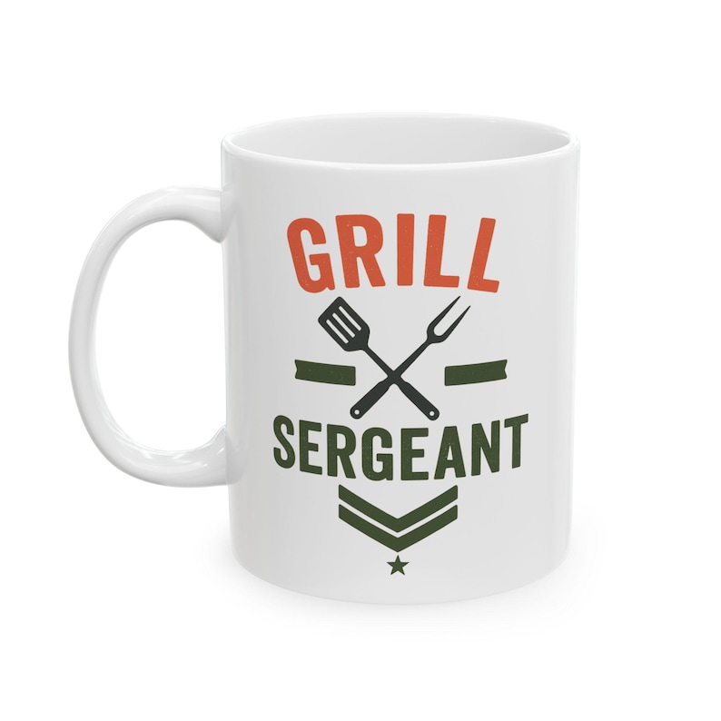 Grill Sergeant Tasse - Lustige BBQ Dad Tasse - Kaffeetasse für Grill Meister, Vatertagsgeschenk für Papa, Pit Boss, Gartenkoch, Grillliebhaber Bild 1