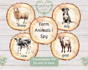 Farm Animals Flash Cards: Montessori Learning (Instant Download)